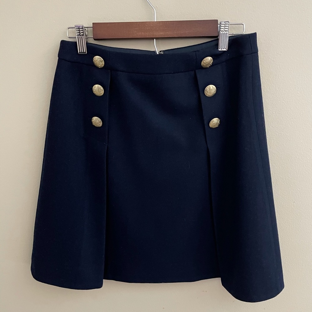 J Crew Pencil Skirt Wool With Buttons size 6